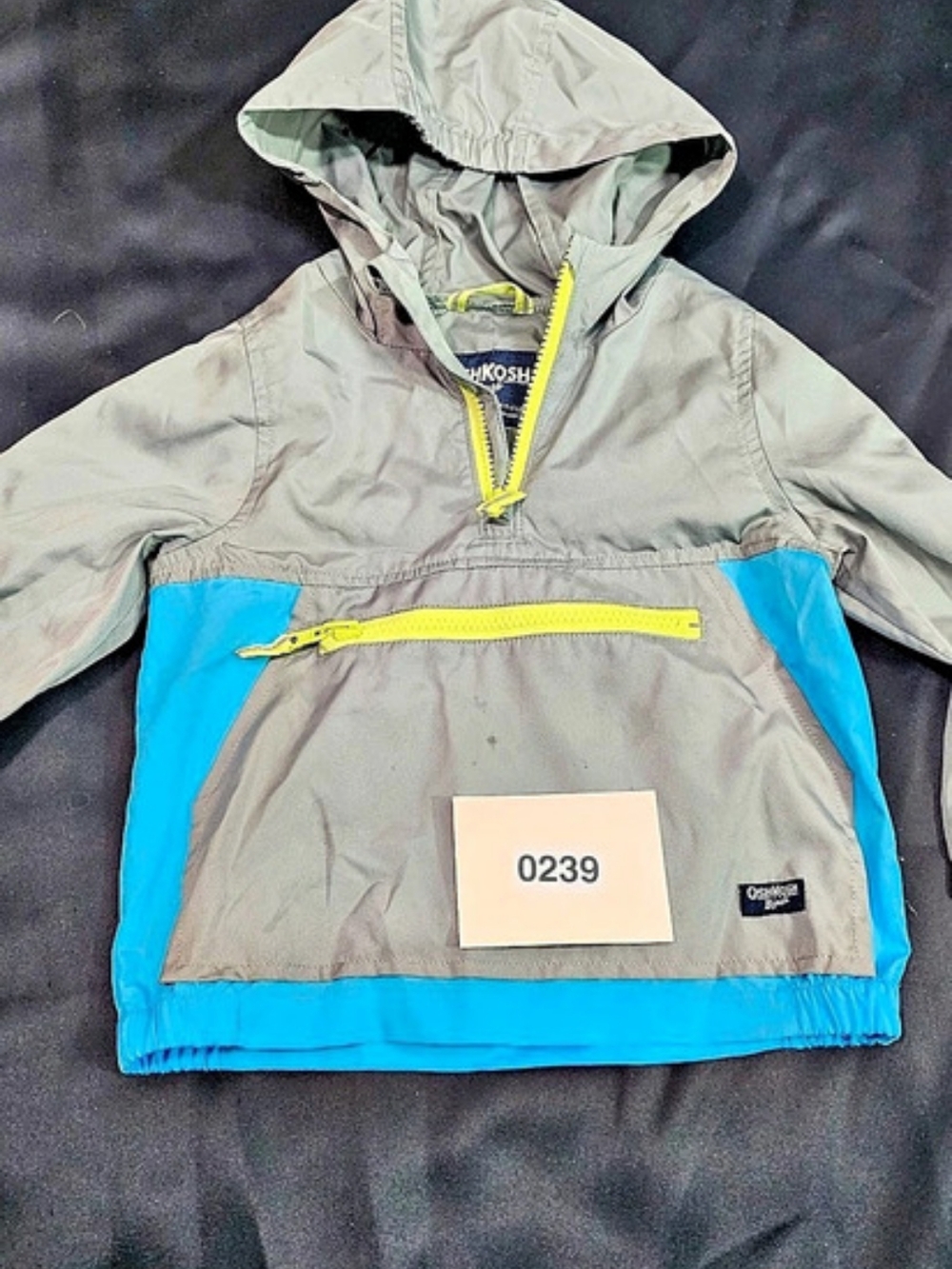 OshKosh B'gosh Colorblock Hooded Windbreaker Girls 2T Gray & Blue